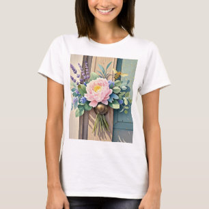 T-shirt Bouquet pivoines fleurs de lavande rustique