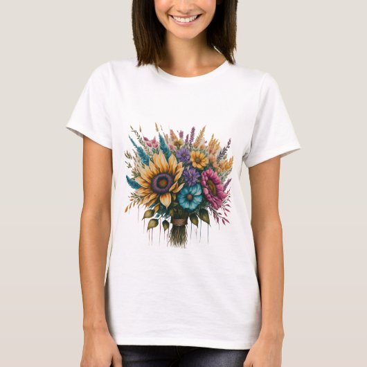 T-shirt Bouquet "Rainbow Blooms" (Devant)
