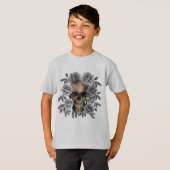 T-SHIRT BOUQUET SKULL FLEURS NOIR ET BLANC (Devant entier)