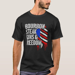 T-shirt Bourbon Steak & Freedom USA Drapeau Funny Whiskey 
