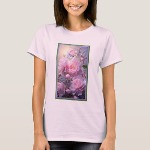 T-Shirt Bourgeons et Fleurs de Pivoine Rose