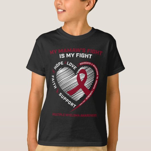 T-shirt Bourgogne Cancer du Sang Mamaw Lutter contre le my (Devant)