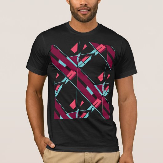 T-shirt Bourgogne Rouge Aqua Diagonal Sud-Ouest Art Abstra (Devant)