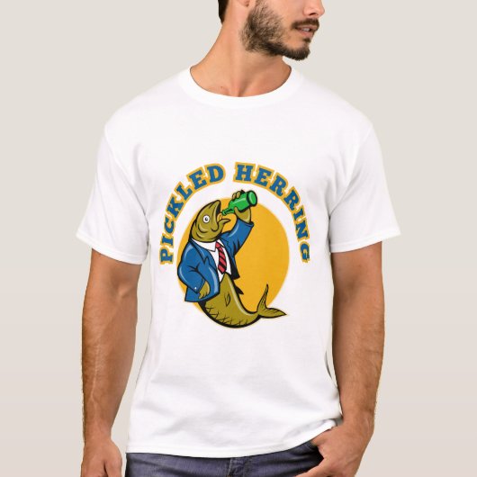 T-shirt Bouteille à bière potable de costume de poissons (Devant)