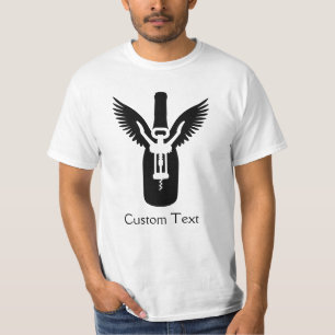 T-shirt Bouteille à vin avec ailes et vis à vis