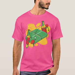 T-shirt Bouteille De Bière Avec Table Tennis Bat Bière Jou