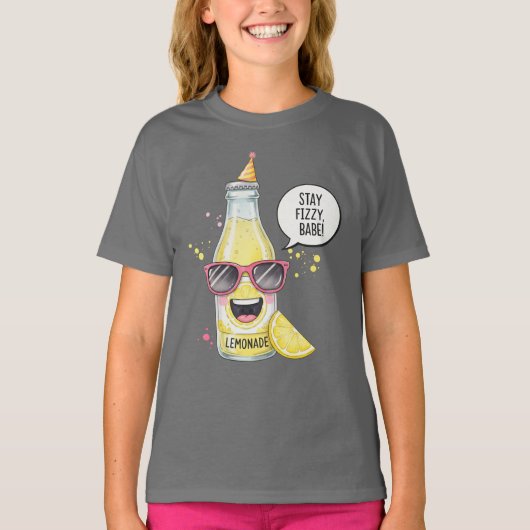 T-shirt Bouteille de citronnade dans un Casquette de fête, (Devant)
