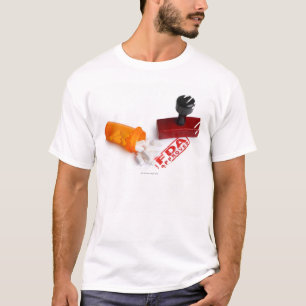 T-shirt Bouteille des pilules et d'un tampon en caoutchouc