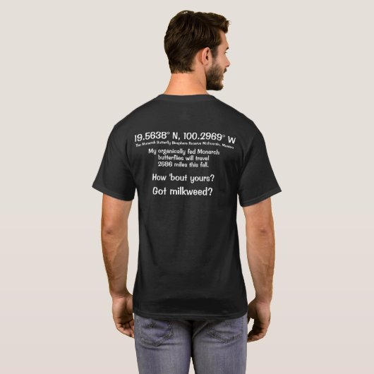 T-shirt Bouteille Monarque Latitude et Longitude personnal (Dos entier)