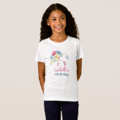T-Shirt Bouteilles d'aquarelle d'anniversaire Pink Blue Fl (Devant entier)