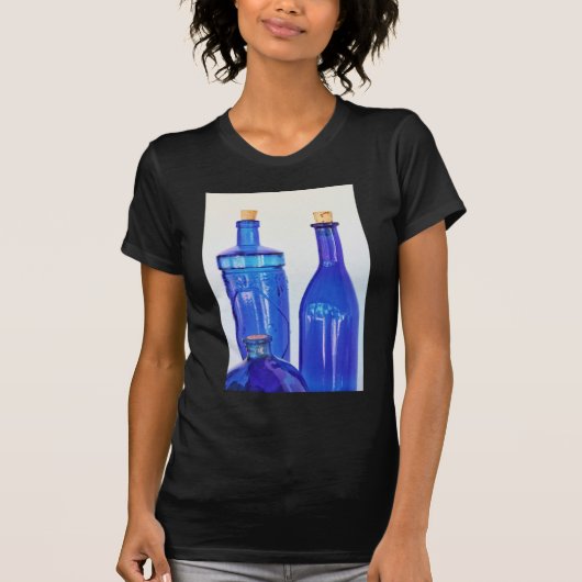 T-shirt Bouteilles en verre bleu (Devant)