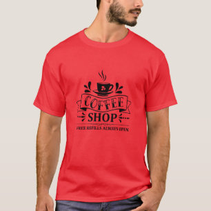T-shirt Boutique café recharges gratuites toujours ouvert0