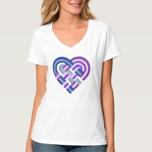 T-shirt Bouton de coeur tissé Drapeau de fierté lesbienne (Devant)