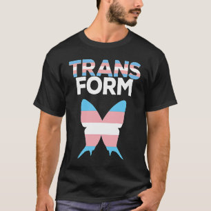 T-shirt Bouton Transgenre Drapeau Transformer Bleu Rose Wh