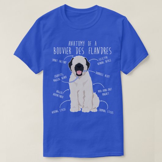 T-shirt Bouvier Des Flandres Fawn Cream Dog Anatomie (Design devant)