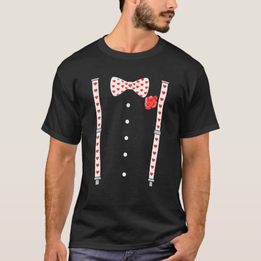 T-shirt Bow Cravate Amp Suspenders Coeurs Saint Valentin H (Devant)