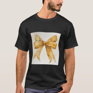 T-shirt Bow de fille en coquette aquarelle Aesthétique or