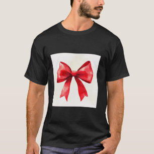 T-shirt Bow de fille en coquette aquarelle Bow rouge esthé