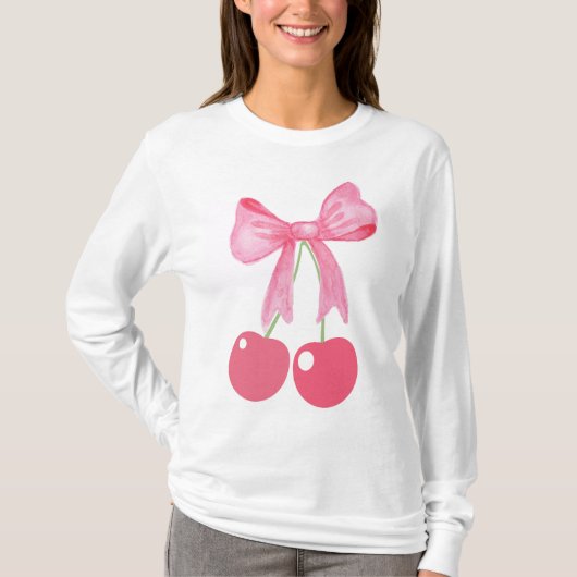 T-shirt Bow et cerises roses, style coquette (Devant)