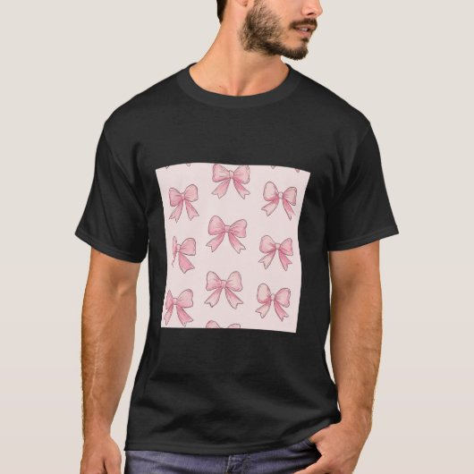 T-shirt Bow fille en Aquarelle coquette Aesthétique rose B (Devant)