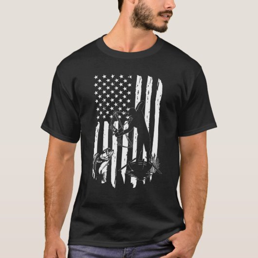 T-shirt Bow Fishing American Flag Fishing (Devant)
