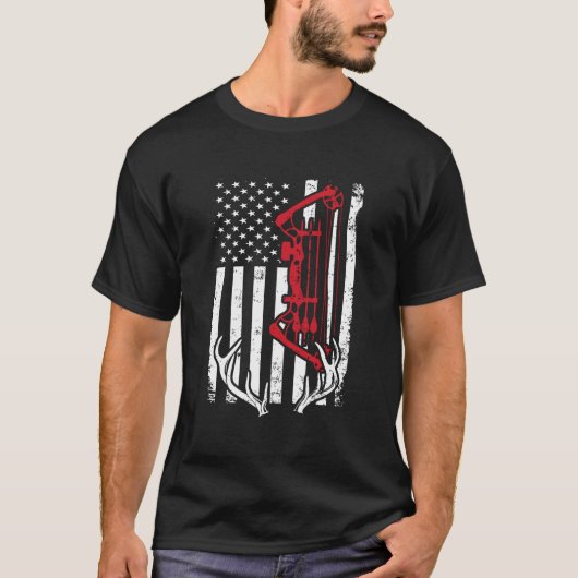T-shirt Bow Hunting American Flag Archery For Hunters (Devant)
