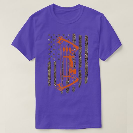 T-shirt Bow Hunting American Flag Hunter Archery Tree Camo (Design devant)