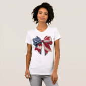 T-shirt Bow Patchwork USA, Drapeau Américain (Devant entier)