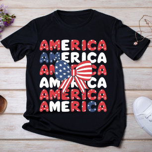 T-shirt Bow patriotique rouge, blanc et bleu