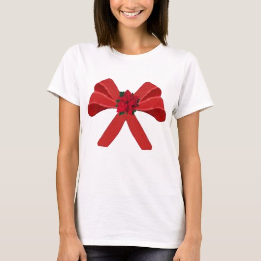 T-shirt BOW ROUGE avec poinsettia (Devant)