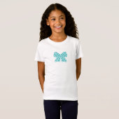 T-Shirt Bow turquoise avec points blancs - Graphisme, mign (Devant entier)