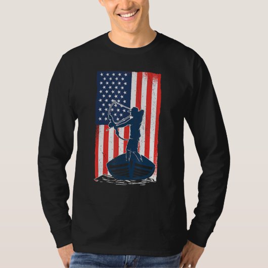 T-shirt BowFishing American Flag Fish Bow Chasse (Devant)