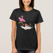 T-shirt Bowler Strike Bowling Team Bowling Pins Flamingo B (Devant)