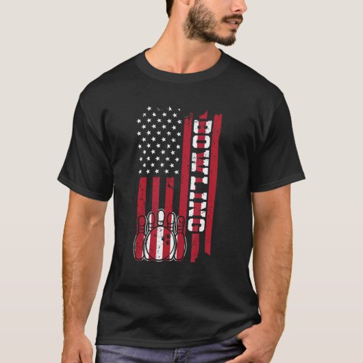 T-shirt bowling america flag cône skittling bowling (Devant)