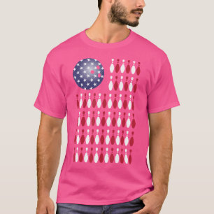 T-shirt Bowling American Flag Bowler America Bowling Pins
