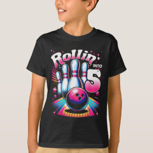 T-shirt Bowling Anniversaire Roulant Dans 5 Party 5ème Ann