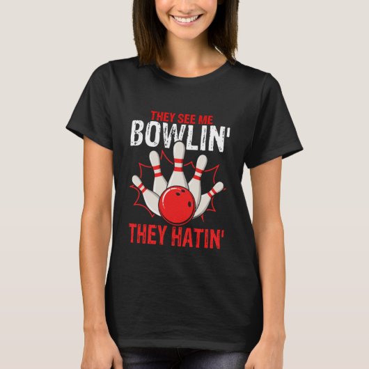 T-shirt Bowling Ball Pin Bowler Strike Team Bowling Alley (Devant)