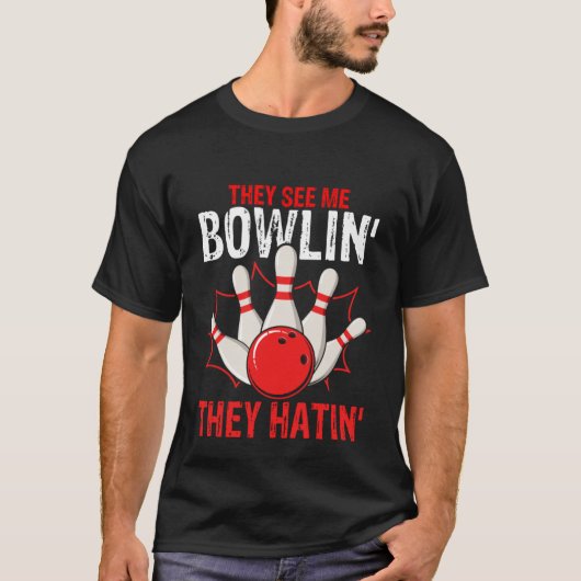 T-shirt Bowling Ball Pin Bowler Strike Team Bowling Alley (Devant)