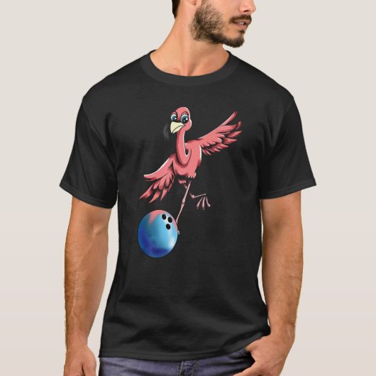 T-shirt Bowling Bowling Bowling Bowler Bowler Flamant rose (Devant)