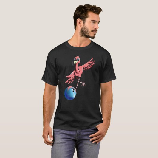 T-shirt Bowling Bowling Bowling Bowler Bowler Flamant rose (Devant entier)