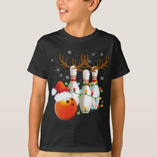 T-shirt Bowling Cadeaux Noël Bowling Santa Hat Christma (Devant)