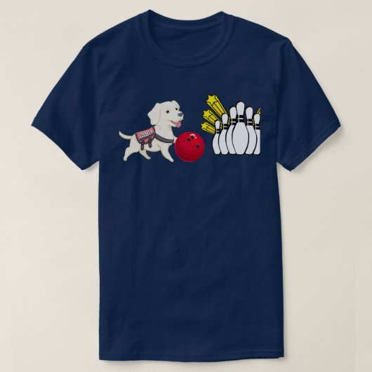 T-shirt Bowling Cute Chien jouer au bowling drôle T (Design devant)