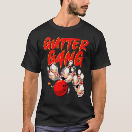 T-shirt Bowling  For Men Women Cool Gutter Gang Bowlers (Devant)
