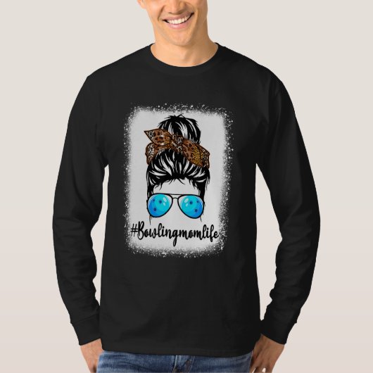 T-shirt Bowling Maman Vie Leopard Messager Bun Cheveux Fem (Devant)