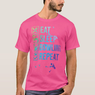 T-shirt Bowling Manger Dormir Répéter Aquarelle