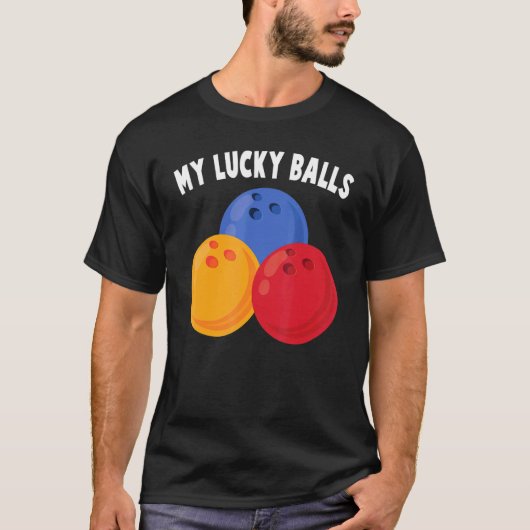 T-shirt Bowling - My Lucky Balls - - Alley - Sports - Bowl (Devant)