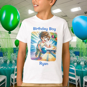 T-shirt Bowling Party Boy's Anime Birthday Personnalisé