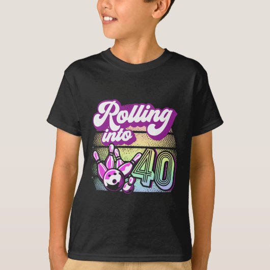 T-shirt Bowling Party Rolling En 40 Bowling Anniversaire (Devant)