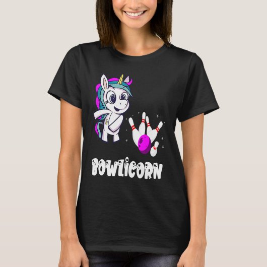T-shirt Bowling Pin Unicorn Bowling Team Strike Bowling Bo (Devant)