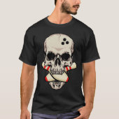 T-shirt Bowling Pins Retro Skull Skeleton Head Bowling Bal (Devant)